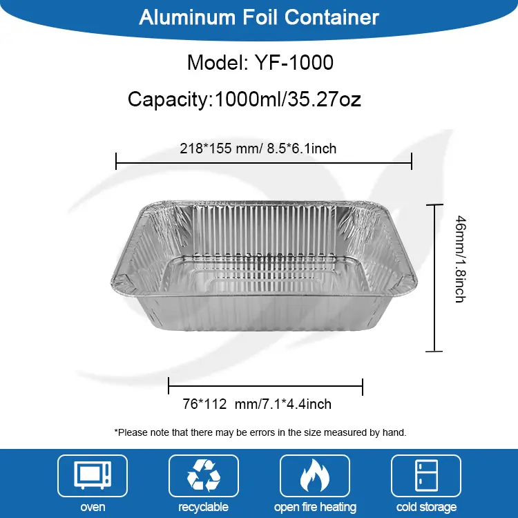 Stačiakampiai kepimo skardos sidabro aliuminio folijos talpyklos