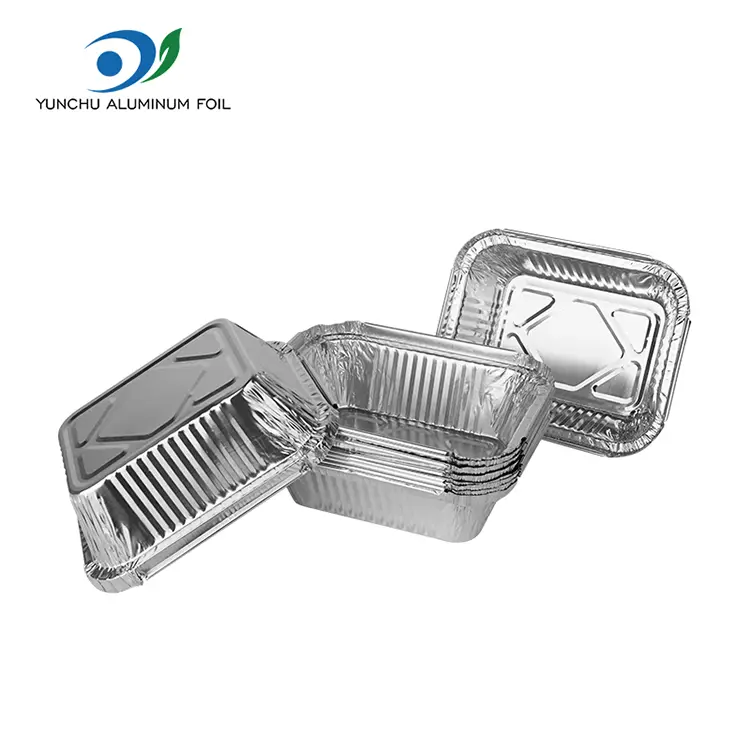 Stačiakampės kepsninės sidabro aliuminio folijos talpyklos Stačiakampės kepsninės sidabro aliuminio folijos talpyklos