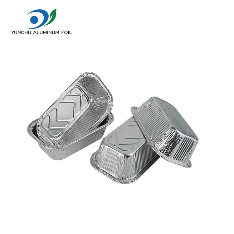 Kvadratinės oro keptuvės maitina sidabro aliuminio folijos talpyklas Kvadratinės oro keptuvės maitina sidabro aliuminio folijos talpyklas