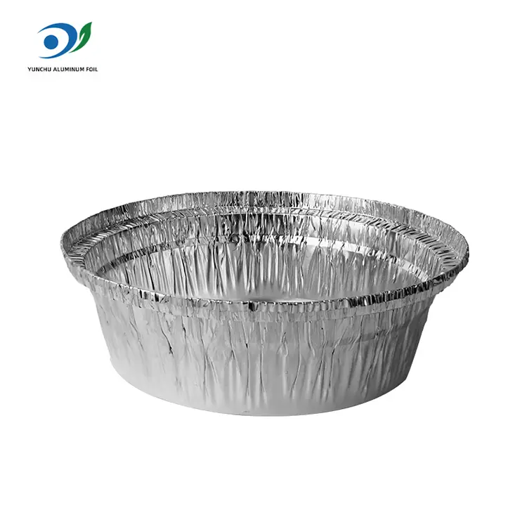 Apvalios oro keptuvės maitina sidabro aliuminio folijos talpyklas Apvalios oro keptuvės maitina sidabro aliuminio folijos talpyklas