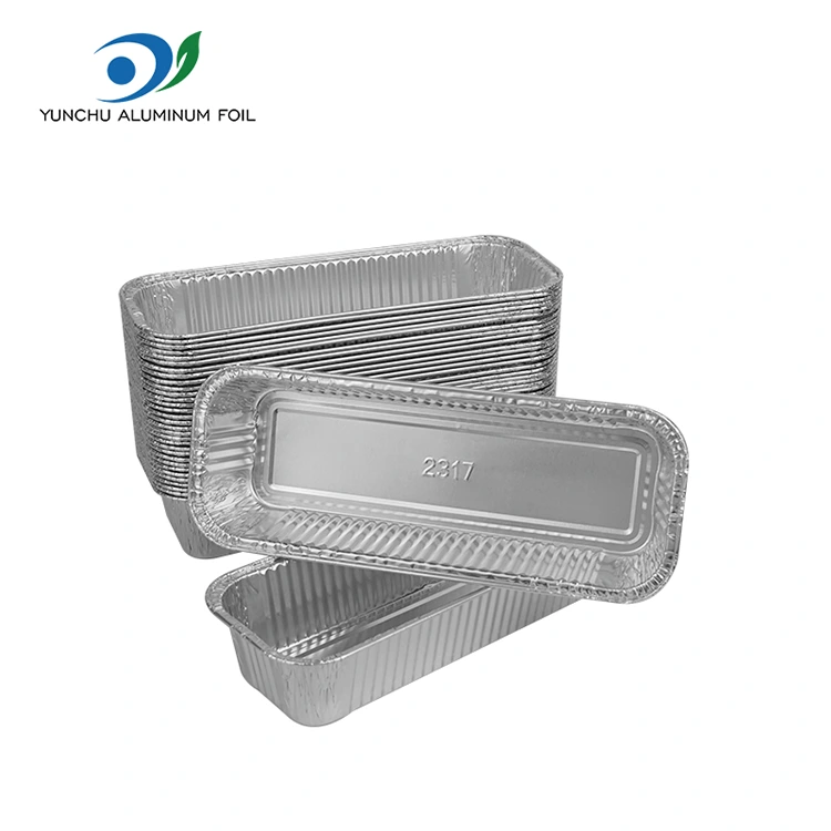 Stačiakampės bagetės sidabro aliuminio folijos talpyklos Stačiakampės bagetės sidabro aliuminio folijos talpyklos