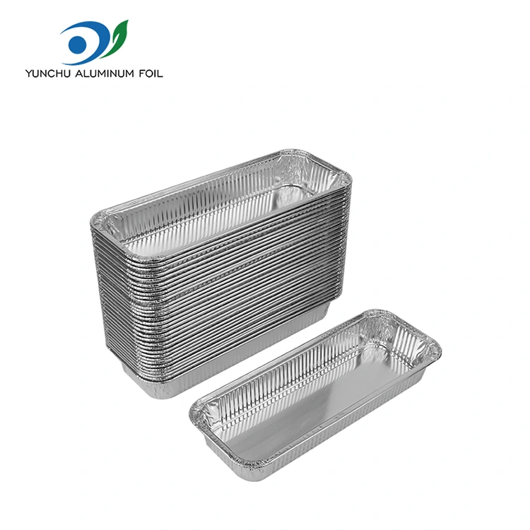 Stačiakampės keptos duonos sidabro aliuminio folijos konteineriai Stačiakampės keptos duonos sidabro aliuminio folijos konteineriai