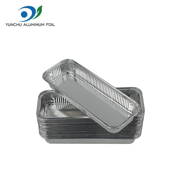 Stačiakampės keptos duonos sidabro aliuminio folijos konteineriai
