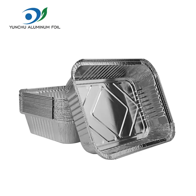 Stačiakampiai kepsninės kepsninės sidabro aliuminio folijos konteineriai