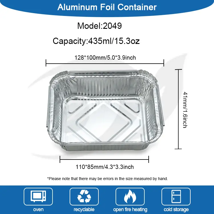 Stačiakampės kepsninės sidabro aliuminio folijos talpyklos