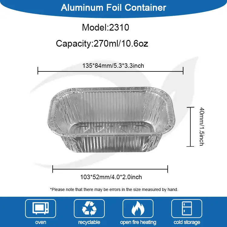 Kvadratinės oro keptuvės maitina sidabro aliuminio folijos talpyklas