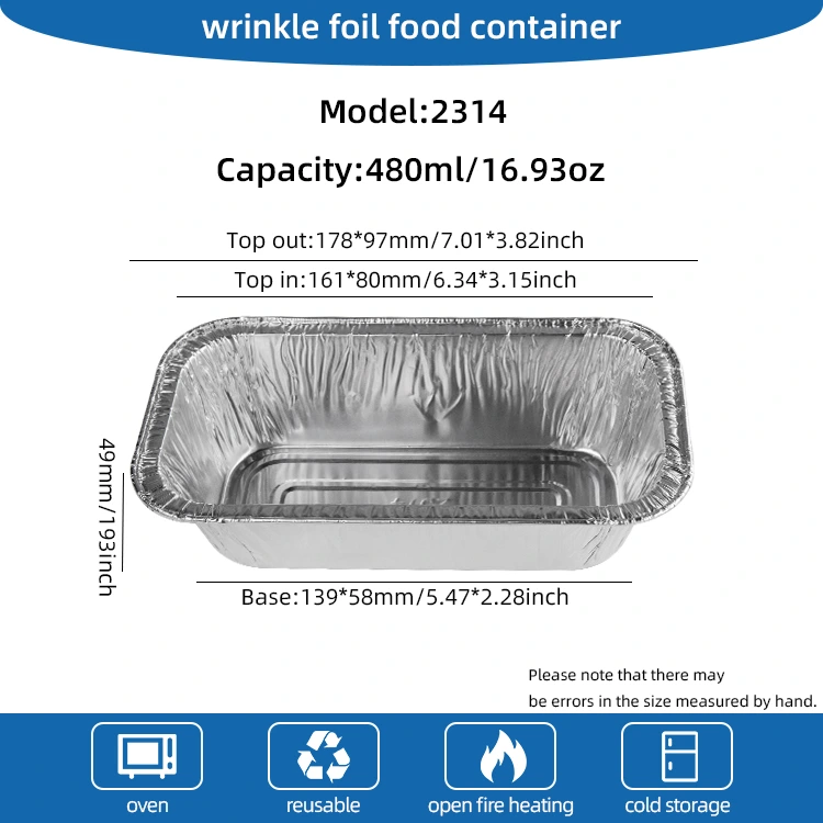 Stačiakampio oro kepsnys kepa sidabro aliuminio folijos talpyklas
