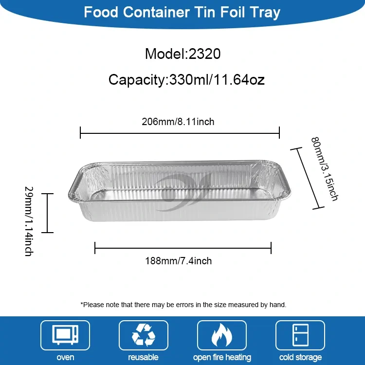 Stačiakampės keptos duonos sidabro aliuminio folijos konteineriai