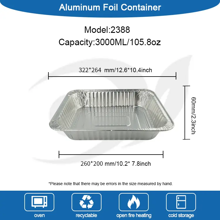 Stačiakampis išimtis kalakutienos plokštelės sidabro aliuminio folijos konteineriai