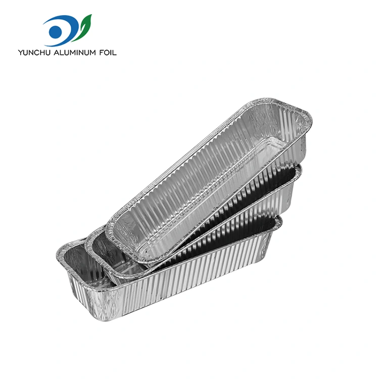 Stačiakampės bagetės sidabro aliuminio folijos talpyklos