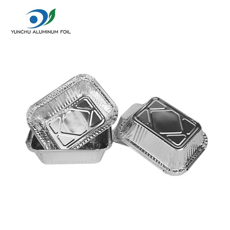 Stačiakampės kepsninės sidabro aliuminio folijos talpyklos