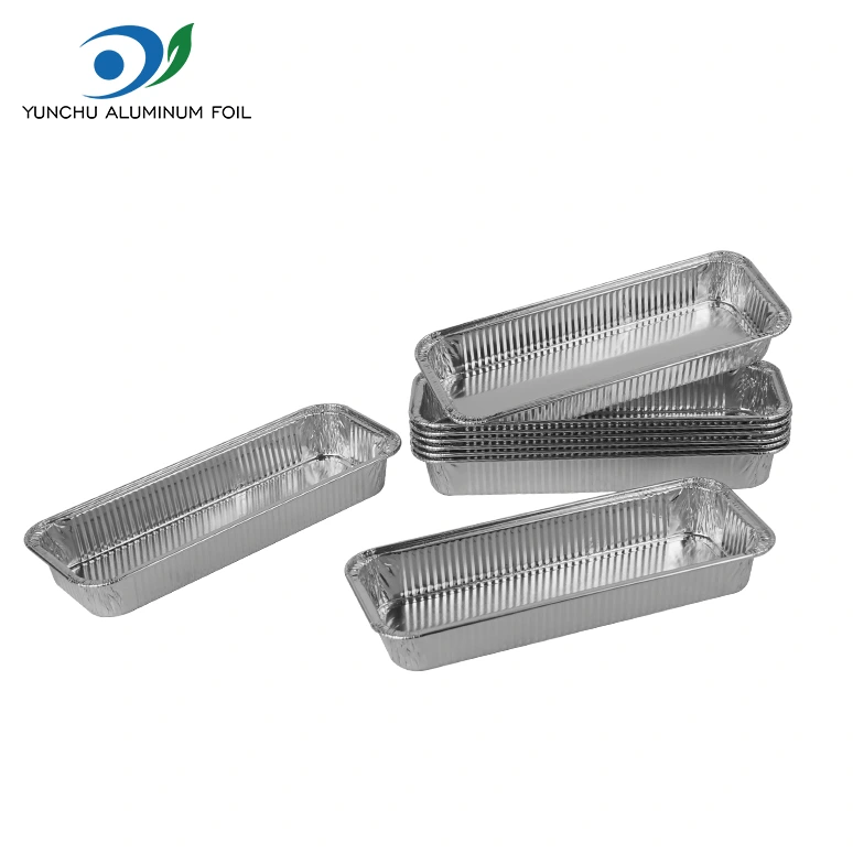Stačiakampės keptos duonos sidabro aliuminio folijos konteineriai