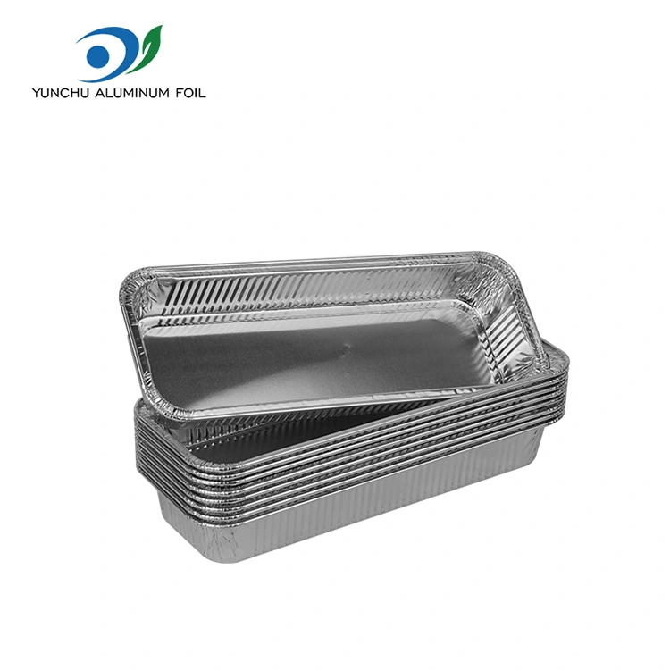 Stačiakampės keptos duonos sidabro aliuminio folijos konteineriai