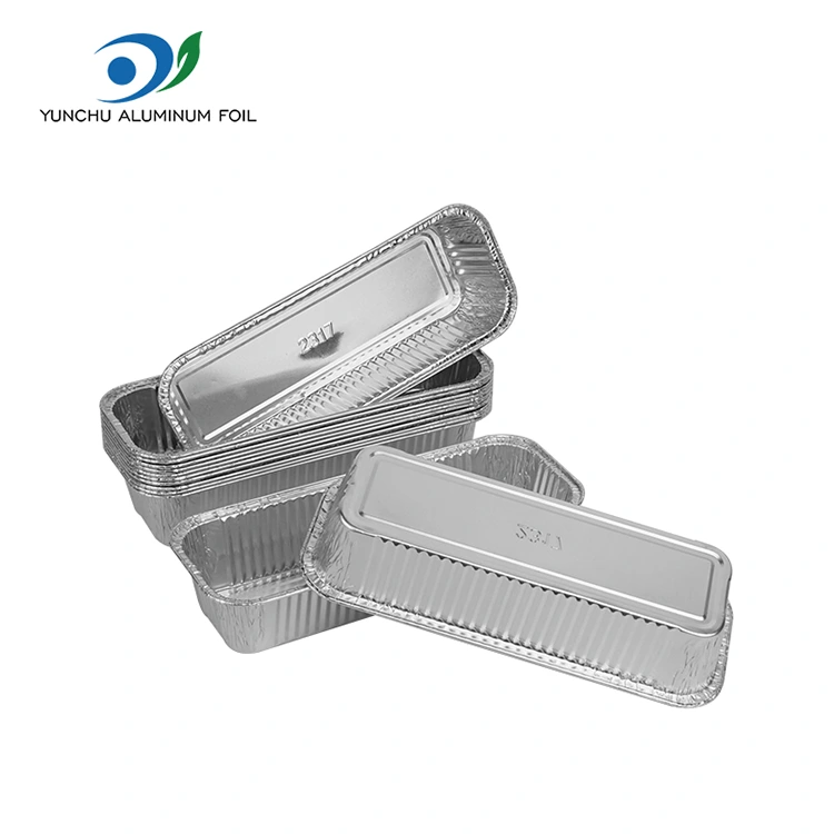 Stačiakampės bagetės sidabro aliuminio folijos talpyklos