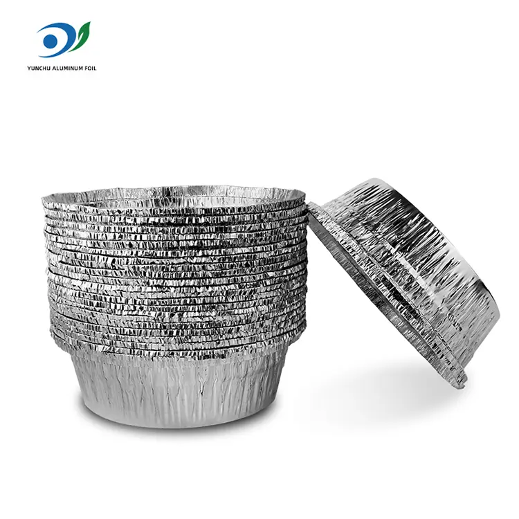 Apvalios oro keptuvės maitina sidabro aliuminio folijos talpyklas