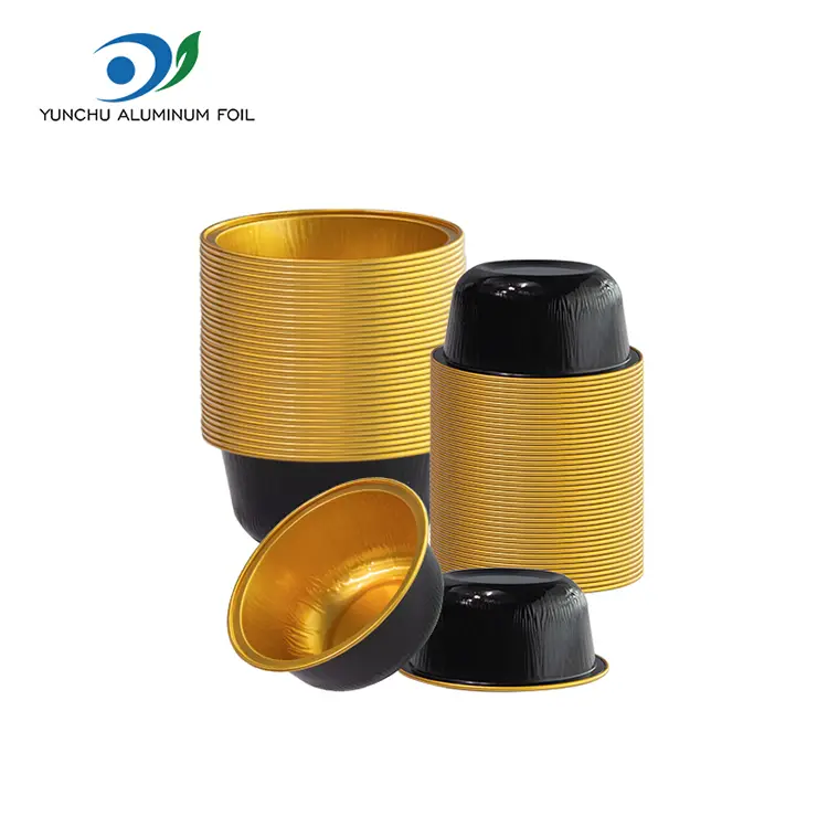 Spalvotos apvalios skrudintos sklandžios aliuminio folijos talpyklos Spalvotos apvalios skrudintos sklandžios aliuminio folijos talpyklos