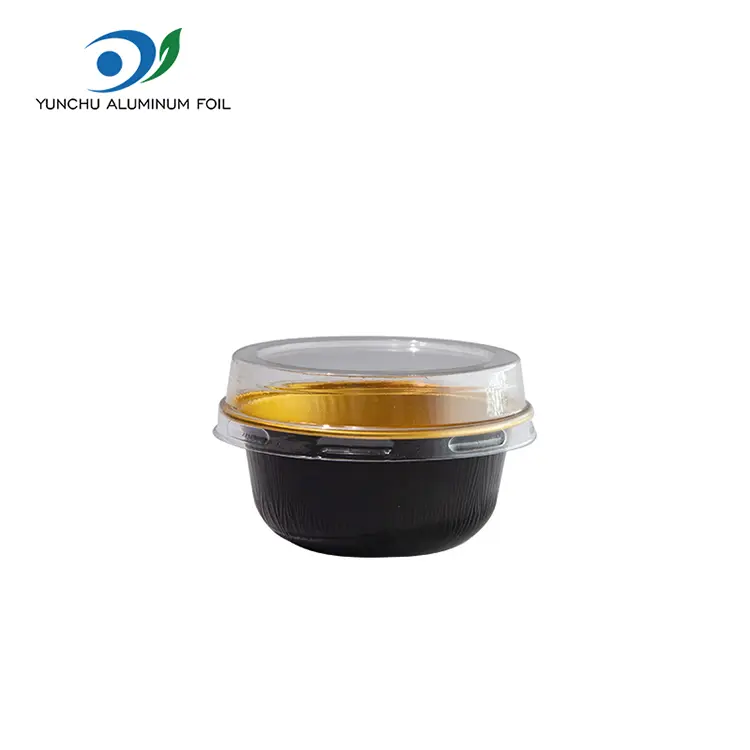 Spalvotos apvalios skrudintos sklandžios aliuminio folijos talpyklos