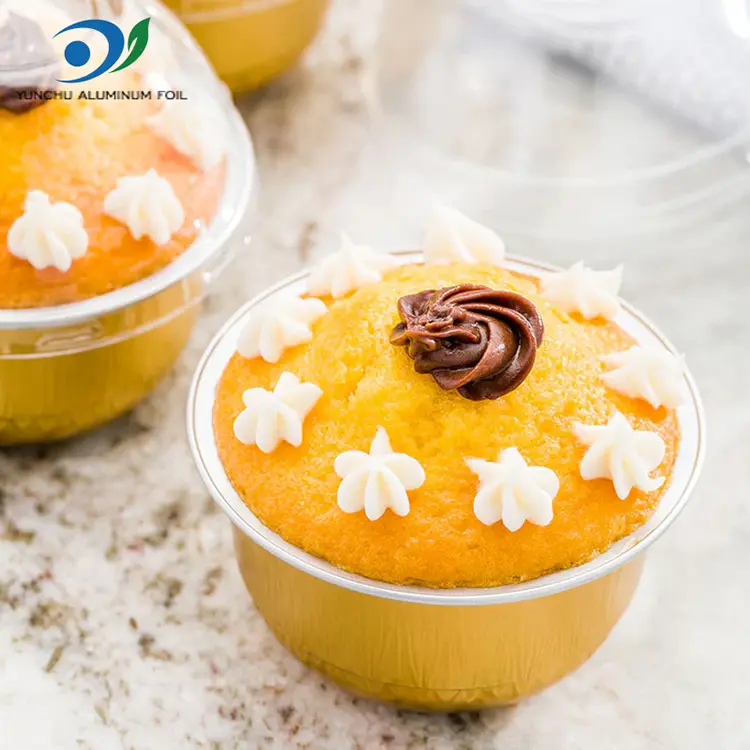 Spalvotos apvalios skrudintos sklandžios aliuminio folijos talpyklos