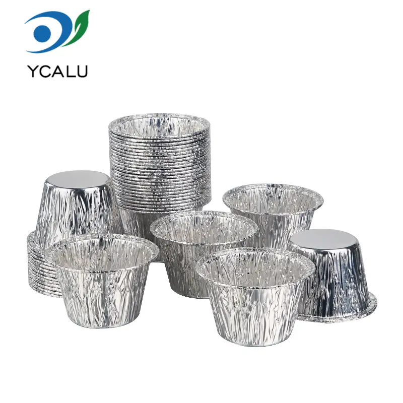 Vienkartiniai Mini Cake Cup sidabriniai aliuminio folijos indai Vienkartiniai Mini Cake Cup sidabriniai aliuminio folijos indai
