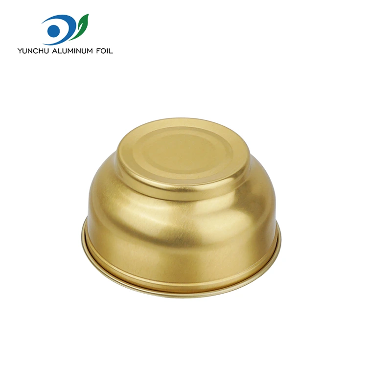 Vienkartiniai apvalūs mažo aukso dubenėlio aliuminio folijos konteineriai