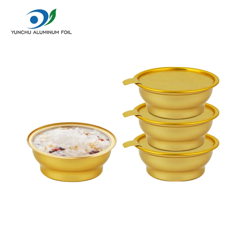 Vienkartinės apvalios išimties dėžutės mažos auksinio dubenėlio aliuminio folijos konteineriai Vienkartinės apvalios išimties dėžutės mažos auksinio dubenėlio aliuminio folijos konteineriai