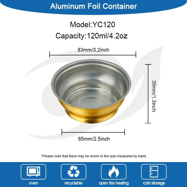 Vienkartinės apvalios išimties dėžutės mažos auksinio dubenėlio aliuminio folijos konteineriai
