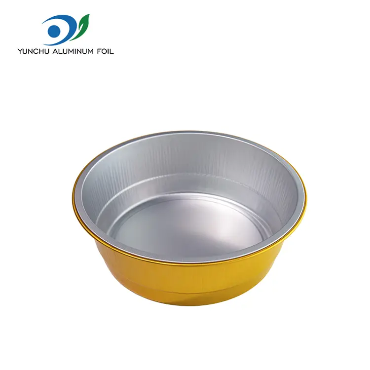 Vienkartiniai sandariai maitinami auksiniai apvalūs aliuminio folijos talpyklos Vienkartiniai sandariai maitinami auksiniai apvalūs aliuminio folijos talpyklos