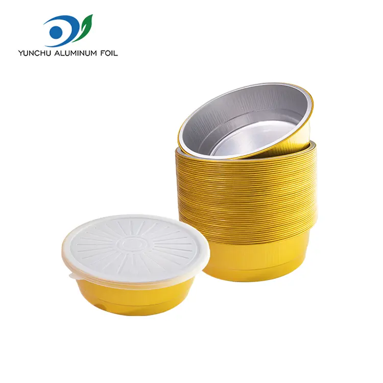 Vienkartiniai sandariai maitinami auksiniai apvalūs aliuminio folijos talpyklos