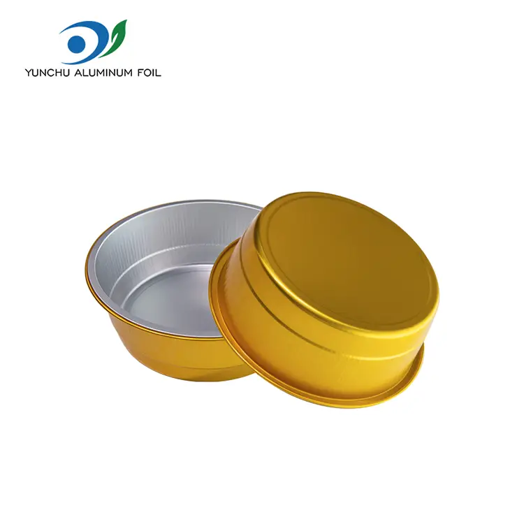 Vienkartiniai sandariai maitinami auksiniai apvalūs aliuminio folijos talpyklos