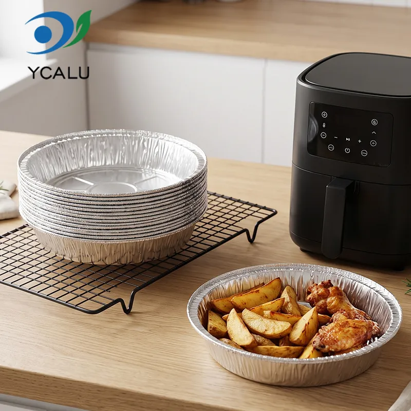 Air Fryer Maisto sidabro aliuminio folijos konteineriai