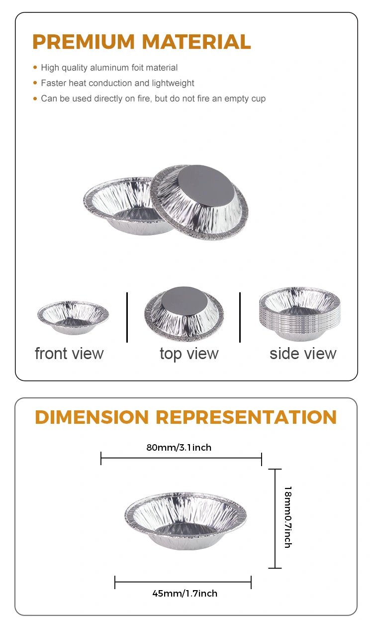 Round tart tray Silver Aluminum Foil Food Container 