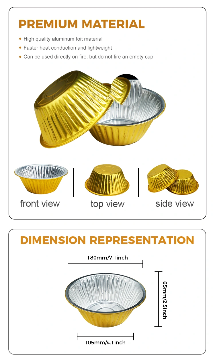 round gold foil takeaway containers