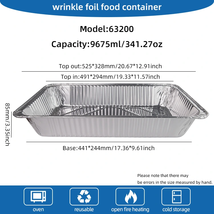 Didelės talpos lauko kepimo skardos sidabro aliuminio folijos konteineriai