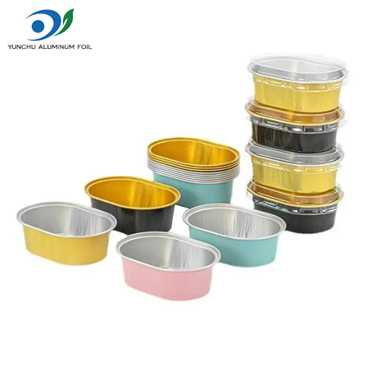 Ovalios šviesos sienelės aliuminio folijos konteineriai