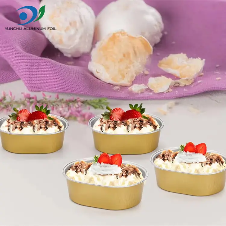 Ovalios šviesos sienelės aliuminio folijos konteineriai