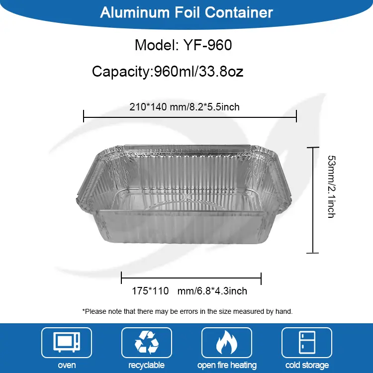Stačiakampio oro keptuvės sidabro aliuminio folijos talpyklos