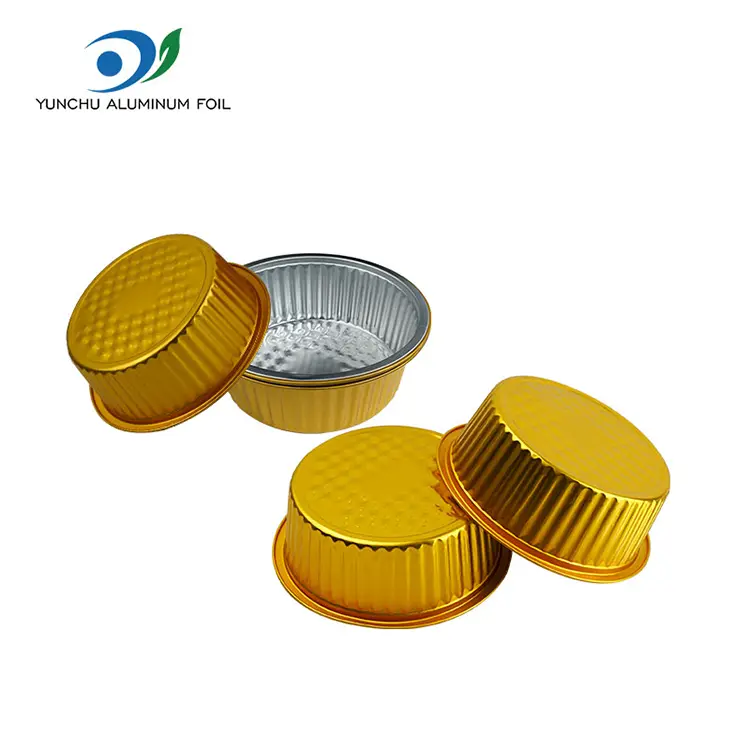 Takeaway Mažų karštų puodų auksinis apvalus aliuminio folijos konteinerius