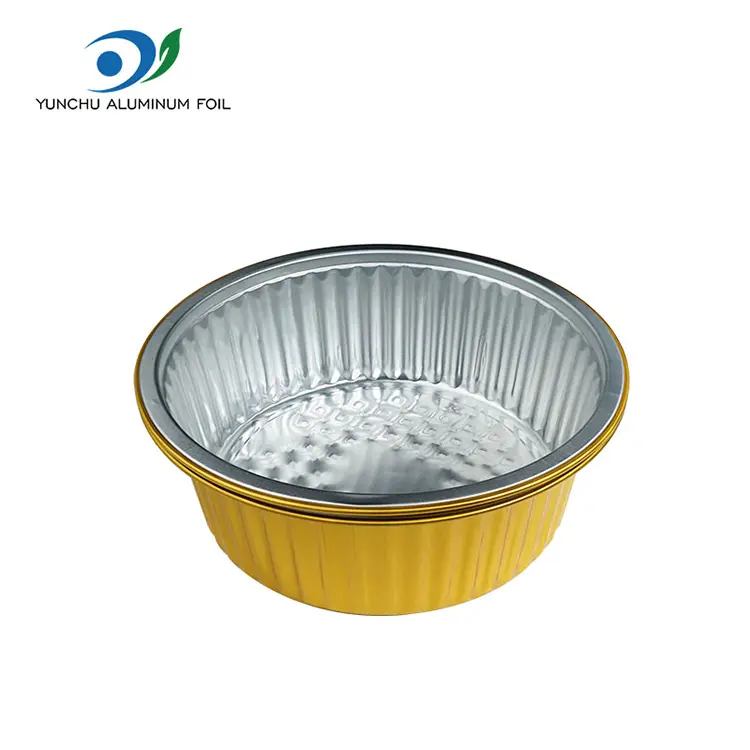 Takeaway Mažų karštų puodų auksinis apvalus aliuminio folijos konteinerius